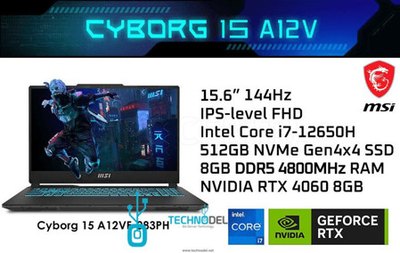 Picture of MSI CYBORG 15 i7 12650H, 16GB RAM, 512 GB SSD, 8GB Nvidia RTX 4060